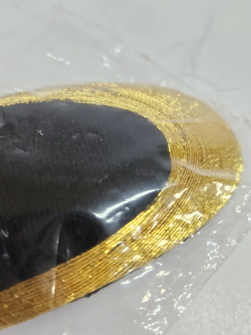 NEW VINTAGE 90s Black and Gold Woven OVal Hair Barrette Clip French Clip